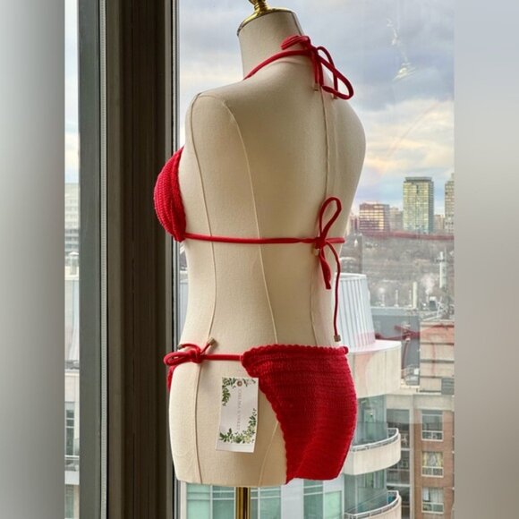 🆕 CHELSEA & VIOLET 🧿 NWT Solid Crochet Triangle Hipster Bikini Set - Sz S - Picture 8 of 15
